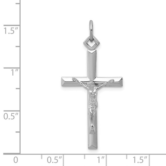Million Charms 925 Sterling Silver Rhodium-plated Crucifix Pendant - Picture 4 of 4